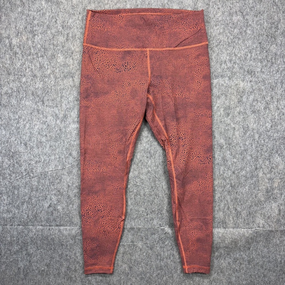Lululemon Wunder Train HR Leggings 14 Geoemtric Print Orange‎ Athleisure LW5DJ7S